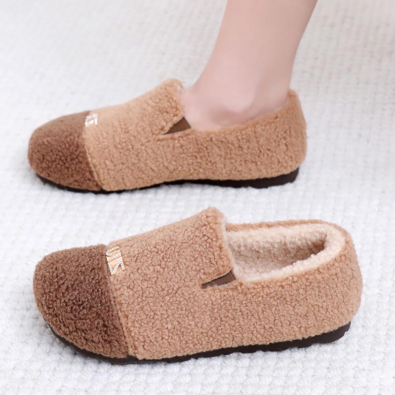 Women's Winter Fleece Loafers Shoes Walking Shoes Casual Warm Indoor Outdoor Sneakers Non-Slip Cozy House Shoes for Women Furry Work Flats Shoes