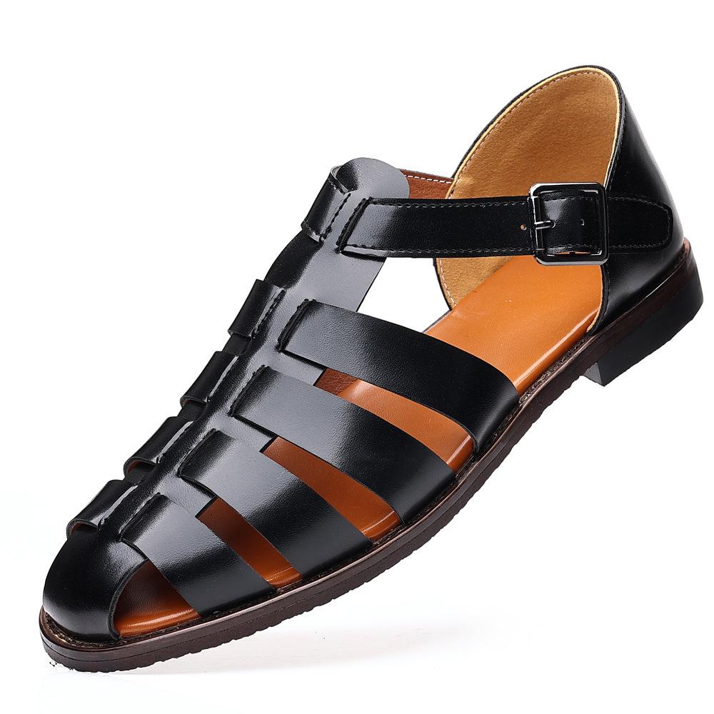 Fashion Summer Stylish Sandals for Man Leather Daily Roman Shoes Fashion Mens Business Dress Casual Comfortable Beach Footwear Flats