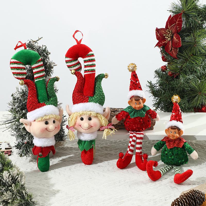1pcs Christmas Elf Plush Doll Fabric Christmas Tree Hanging Ornament for Kids Window Hotel Decoration Desktop Decoration