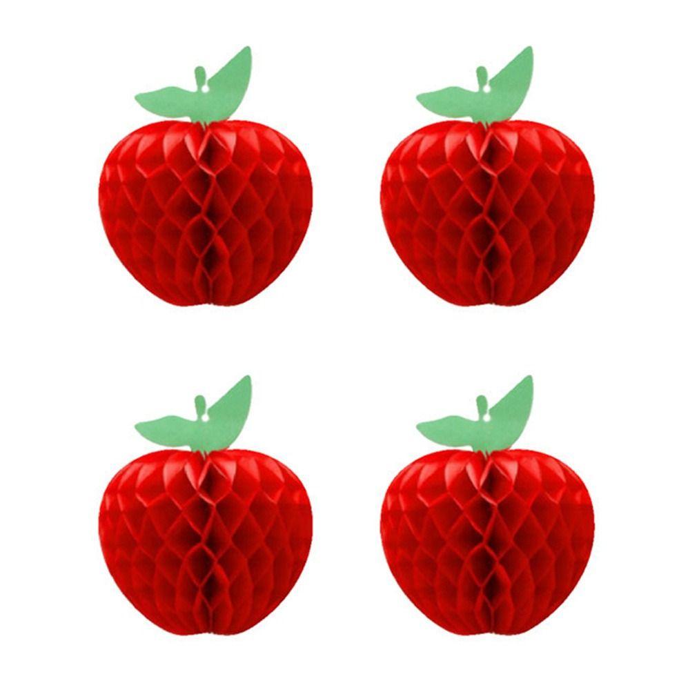 4/6PCS Dia.10cm/17.5cm Apple Garland Art Paper Red Apple Festoon  Wedding Festival