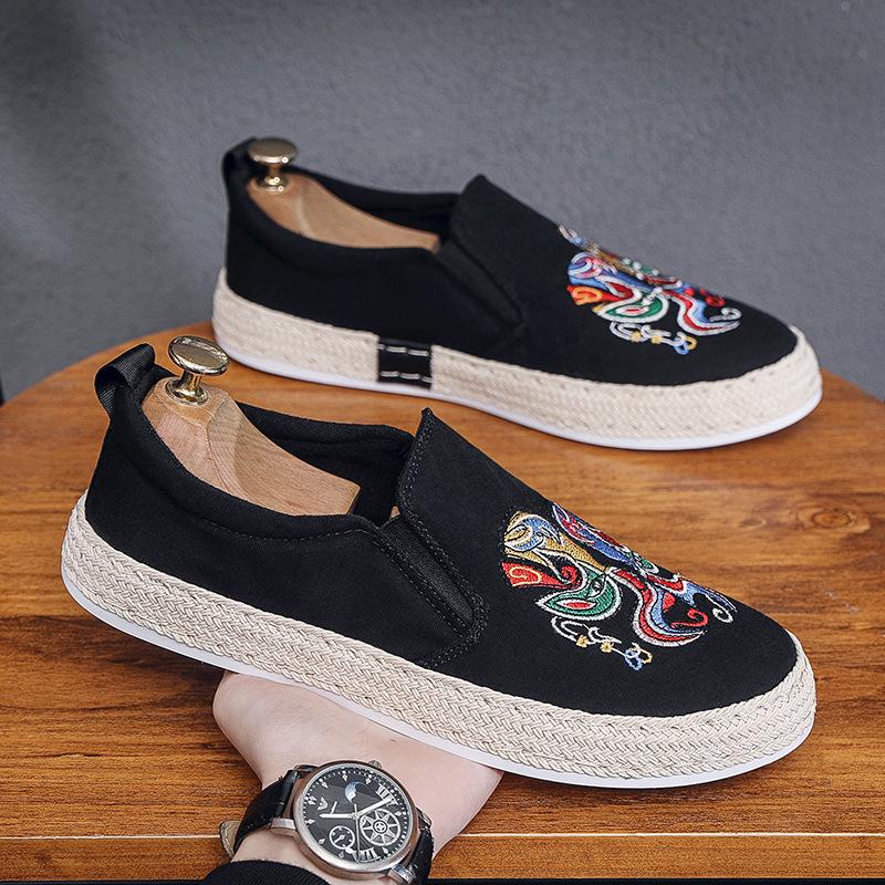 Men Loafers Shoes Summer  Man New Fashion Canvas Footwear Soft Flat Comfy Flock Suede Leather Men Casual Vulcanized Shoe2024
