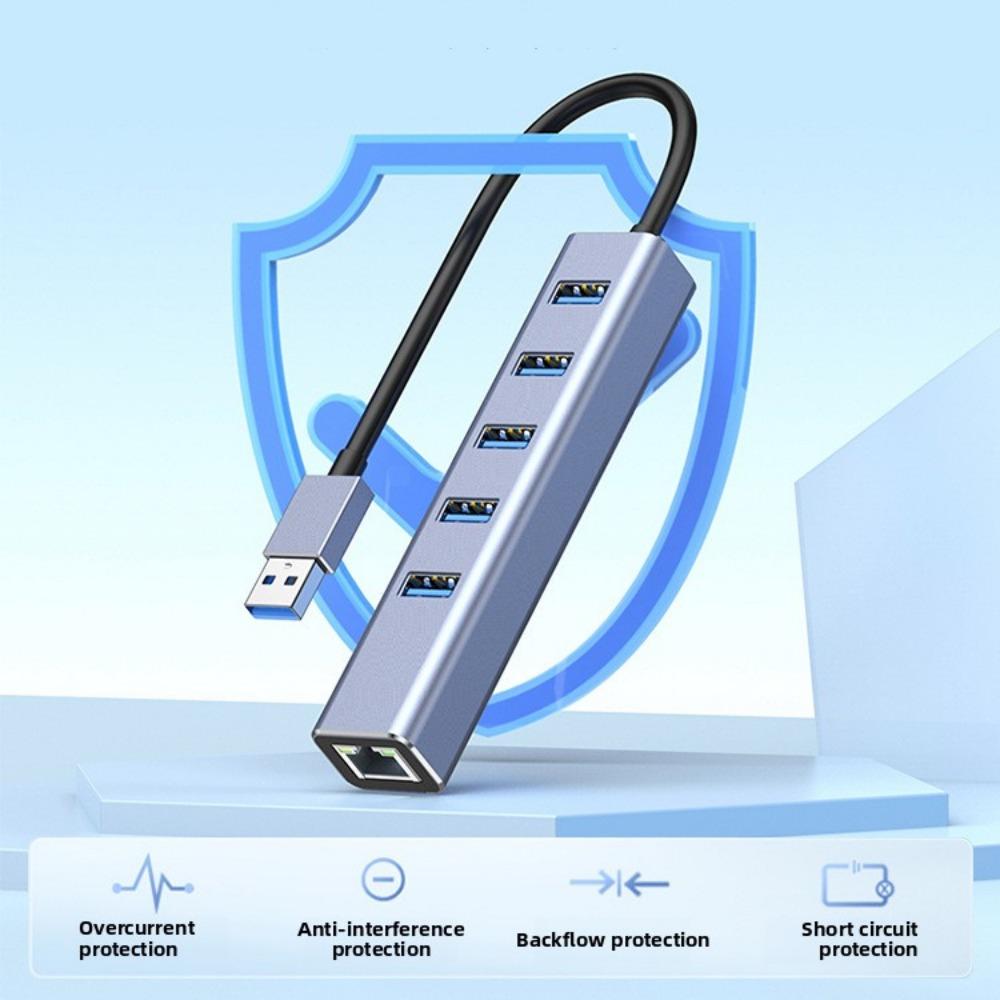 Hub USB 3 0 Gigabit Ethernet 4 Porturi Splitter cu Adaptor Tip C pentru Extindere Rețea Laptop PC