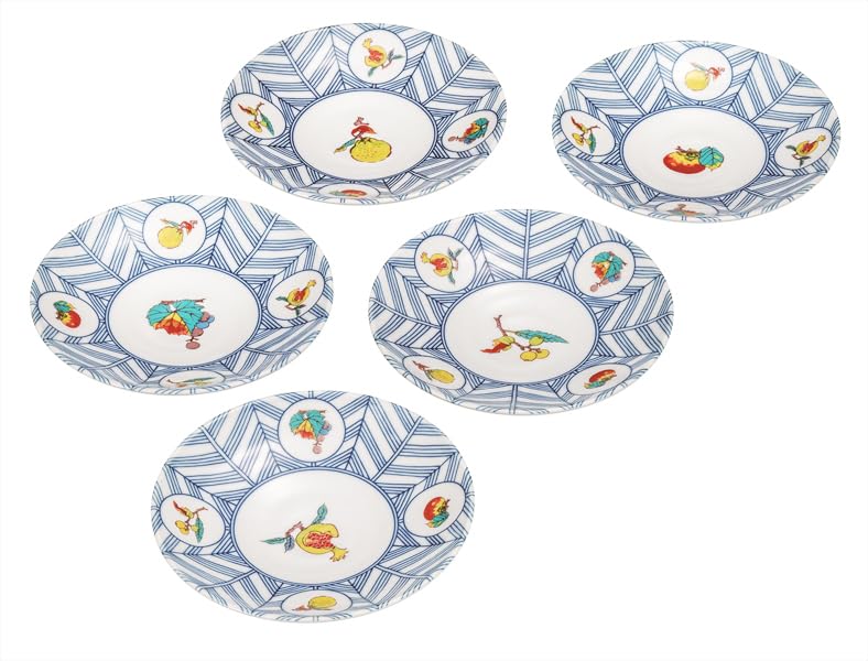 Kutani Ware Iwataya 5.2 Size Plate Set with Fruit Design K9-64