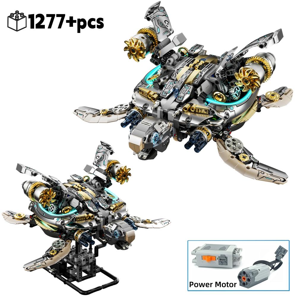 MOC Mechanical Sea turtle Model Construction Blocks Motor Power Ocean Creatures Bionic Animals Bricks Playthings designed for Children Gifts