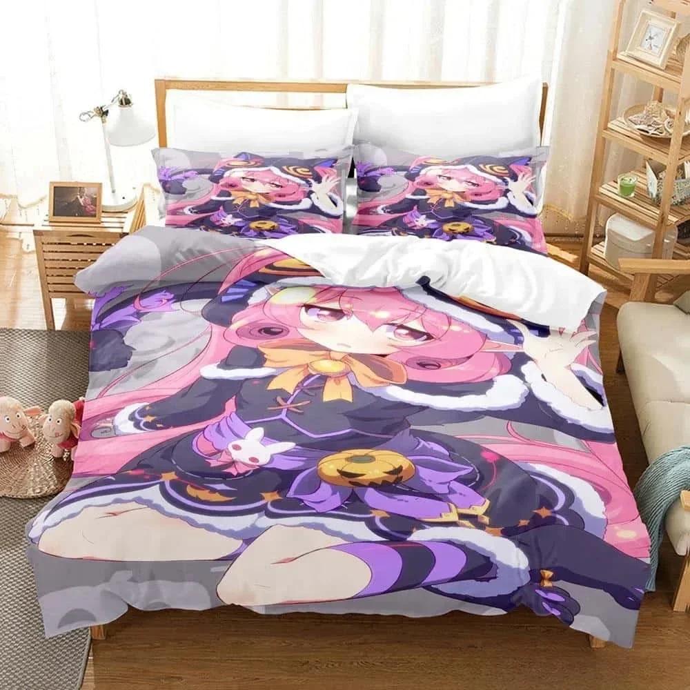 3D Print Anime Pink Girls Neneka Printed Bed Set Duvet Cover Pillowcase Bedding Set Linen Sheet Quilt Cover Full Queen King Size
