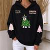 Women's Casual Christmas Print Long Sleeve Hoodie Sweatshirt for Holiday Wear