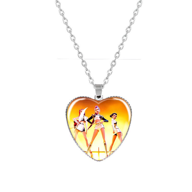 Kpop Demon Hunters Peach Heart Necklace: Anime-Inspired Jewelry for Fans
