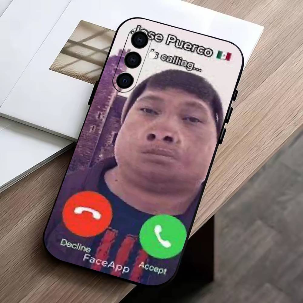 D-John Pork is Calling. Answer Call Phone Case For Samsung Galaxy A73,A72,A71,A70,A53,A52,A51,Soft Silicone Black Cover