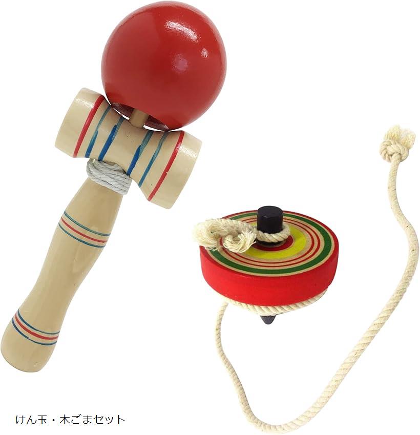 

Nostalgic Toy Introductory Set Kendama Spinning Top Wooden Throwing String Included Toys Children Boys Kids Classic Educational Set.