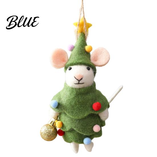 Charming Christmas Tree Decoration Cute Handmade Wool Mouse Ornament Embellishments Felt Mice Hanging Needle Ornament