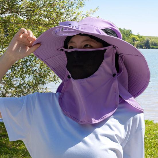 Fisherman Hat with Removable Fan Rotatable USB Fan Wide Brim Sun Hat UPF50+ Protection Adjustable Circumference Fishing Hat