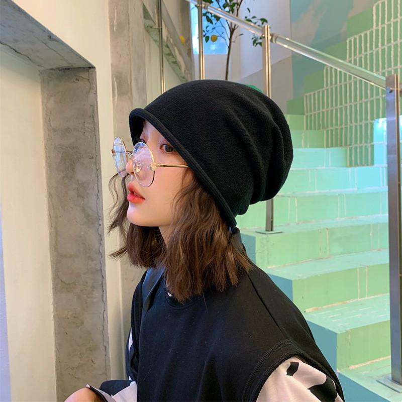 Soft Cottonpolyester Knit Beanie For Women Warm Winter Hat In Black Stylish