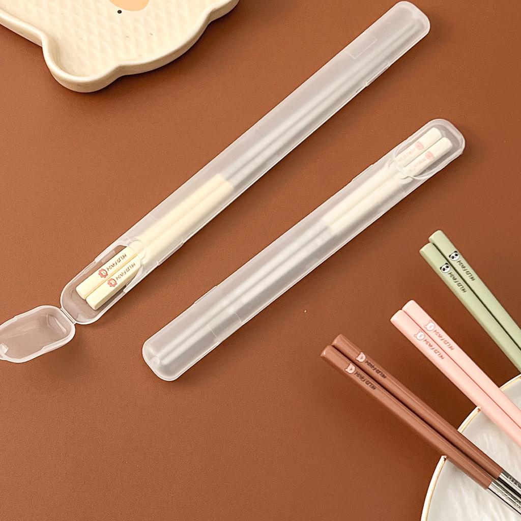  Portable Cute 316 Stainless Steel Non Slip Chinese Chopsticks With Box Reusable Sushi Stick Dishwasher Safe Tableware