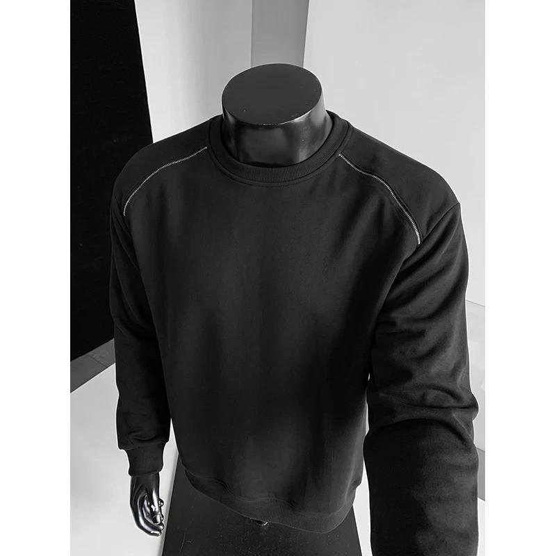 Basic Crew Neck Sweatshirt Solid Color Loose Fit Casual Pullover Men Women