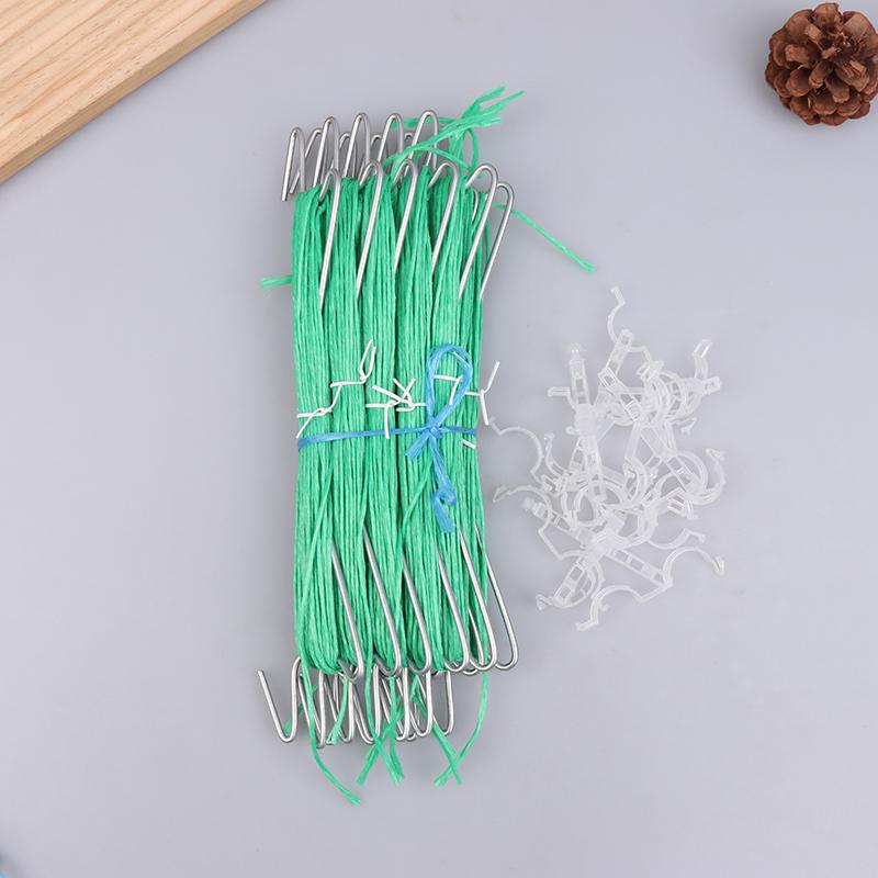 10Pcs Plant J-Hooks + 10M Rope + 20Pcs Clips Set | Tomato Grape Pepper Growing Support Clips | Garden Vine Plant Hanging