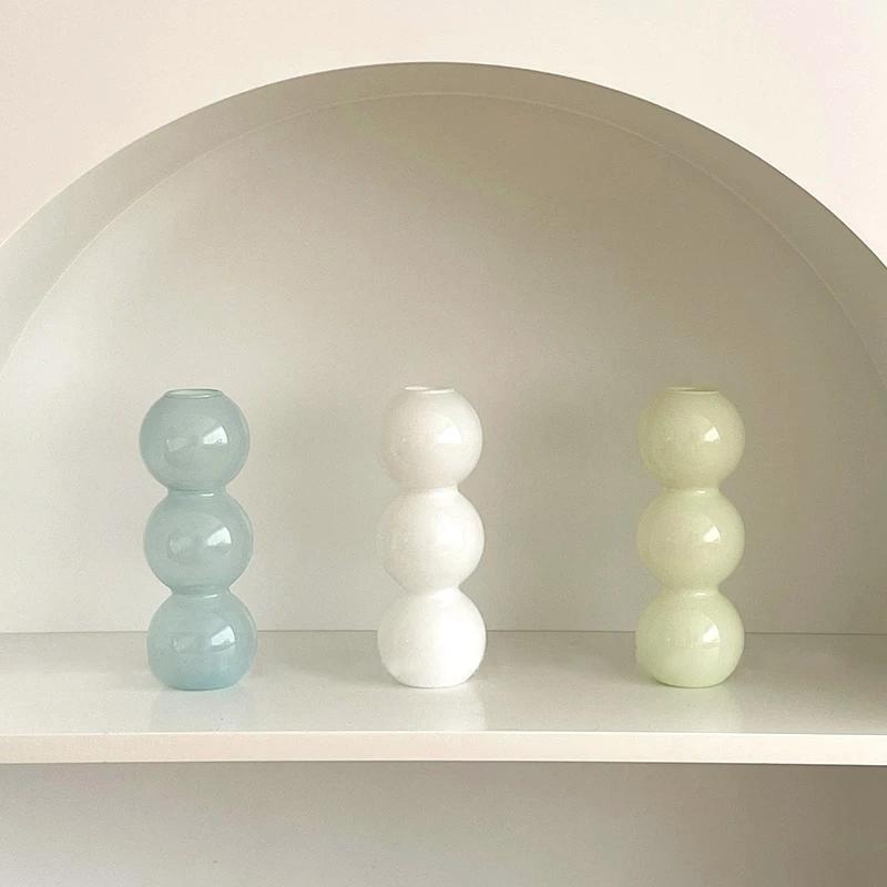 Bubble Glass Flower Vase Ins Crystal Ball Bottle Colorful Art Flower Ware Hydroponics Desktop Ornaments Creative Home Decor