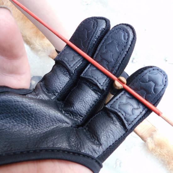 1Pc Faux Leather 3 Fingers High Elastic Guard Protective Archery Shooting Glove