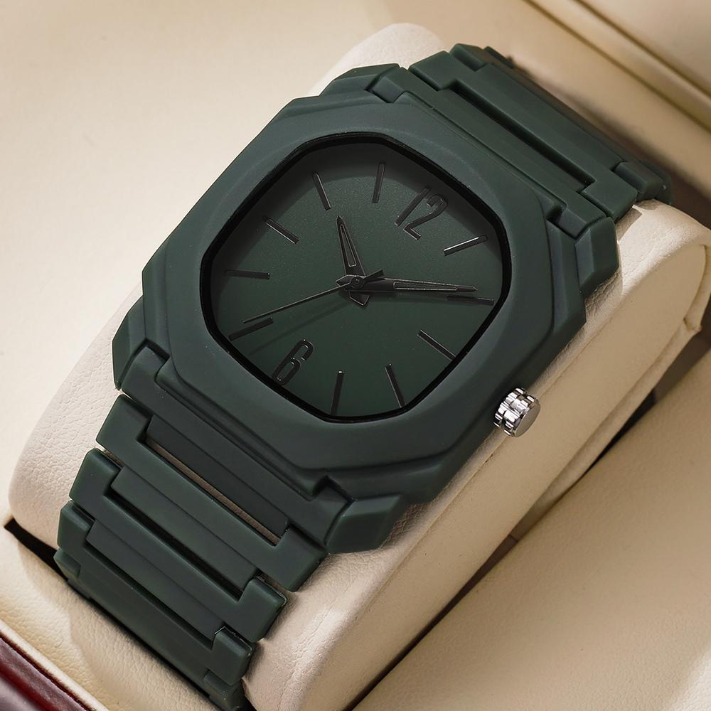 Retro Trendy Geometric Dial Men Quartz Watch College Leisure Sports Watch Holiday Decoration Jewelry Wristwatch Learning Clock