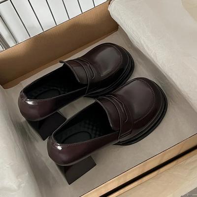 Vintage Patent Leather Platform Women Jk Pumps Shoes Fashion Shallow Slip On Shoes  Spring Autumn Thick Heel Shoes