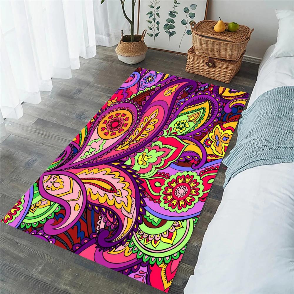 Boho Mandala Carpet Retro Floral Floor Rugs for Living Room Bedroom Balcony Decor Non-slip Kitchen Mat Exotic Flowers Doormat
