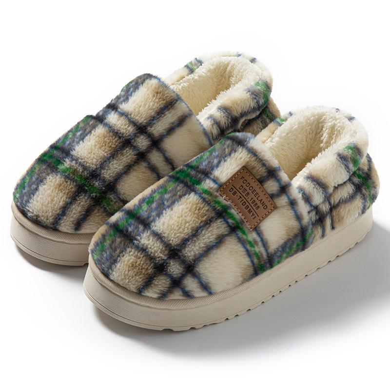 Couple Cotton Slipper Bag and Thick-bottomed Home Indoor Bedroom Autumn and Winter Velvet Warm Wool Slippers