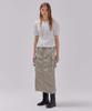 Leibeu Cargo Shirring Skirt In Khaki Vw3Ms091-42