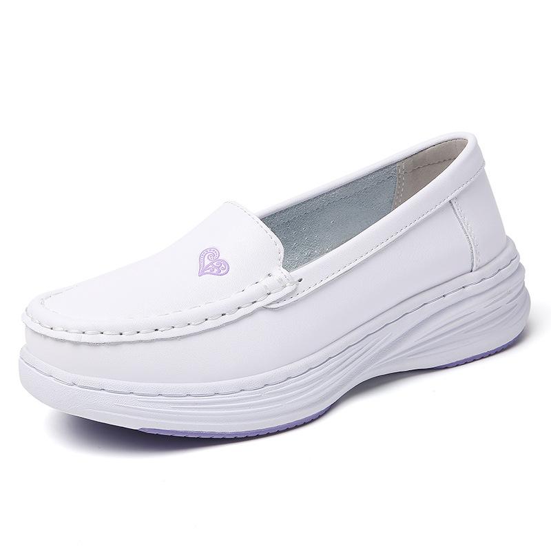 Air Cushion Nurse Shoes Women's Spring Summer Hollow Soft Sole Breathable Thick Sole Non-slip Leather Work Medical Shoes Spot