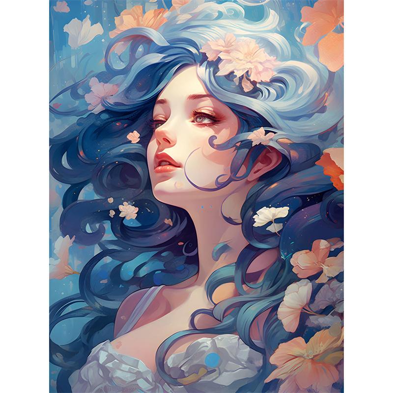 Pictură cu diamant DIY, cal și fată, kit cu punct de cruce, artă mozaic, pictură cu diamant, cerc complet/pătrat, decorare a casei cu diamant