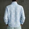 Blusa de Mujer con Estampado Floral, Manga Larga, Cuello Alto y Media Botonadura