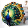 1pc Beautiful Peacock Automatic Folding Umbrella - 3 Folding Design, Vivid Cartoon Pattern, Suitable for Outdoor Activities, A Gift for Fans In All Se