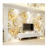 Murals 3D Stereo Golden Flowers Diamond Jewelry Photo Wallpapers Wall Cloth Living Room Sofa Background Home Decor Fresco