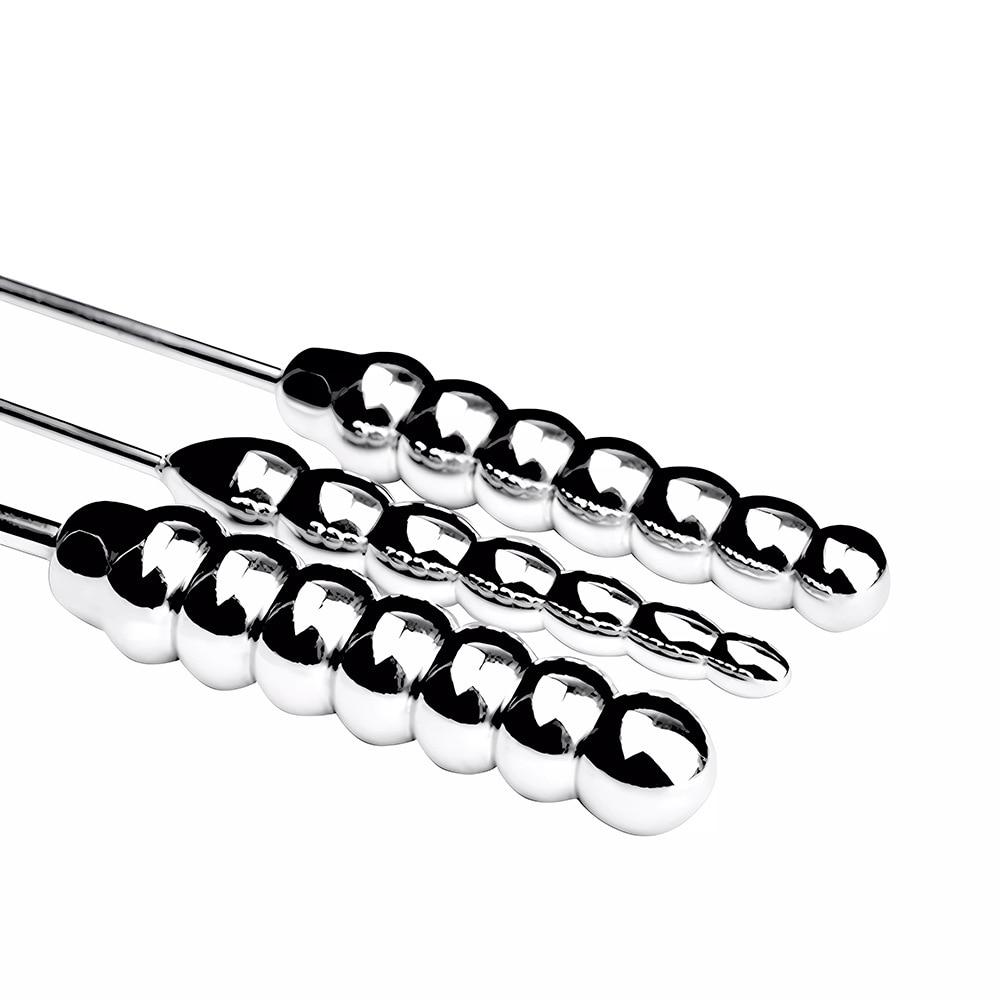 Unisex Stainless Steel Urethral Stick Metal Pull Bead Anal Massager Sounding Urethral Sex Toy Penis Plug Chastity BDSM