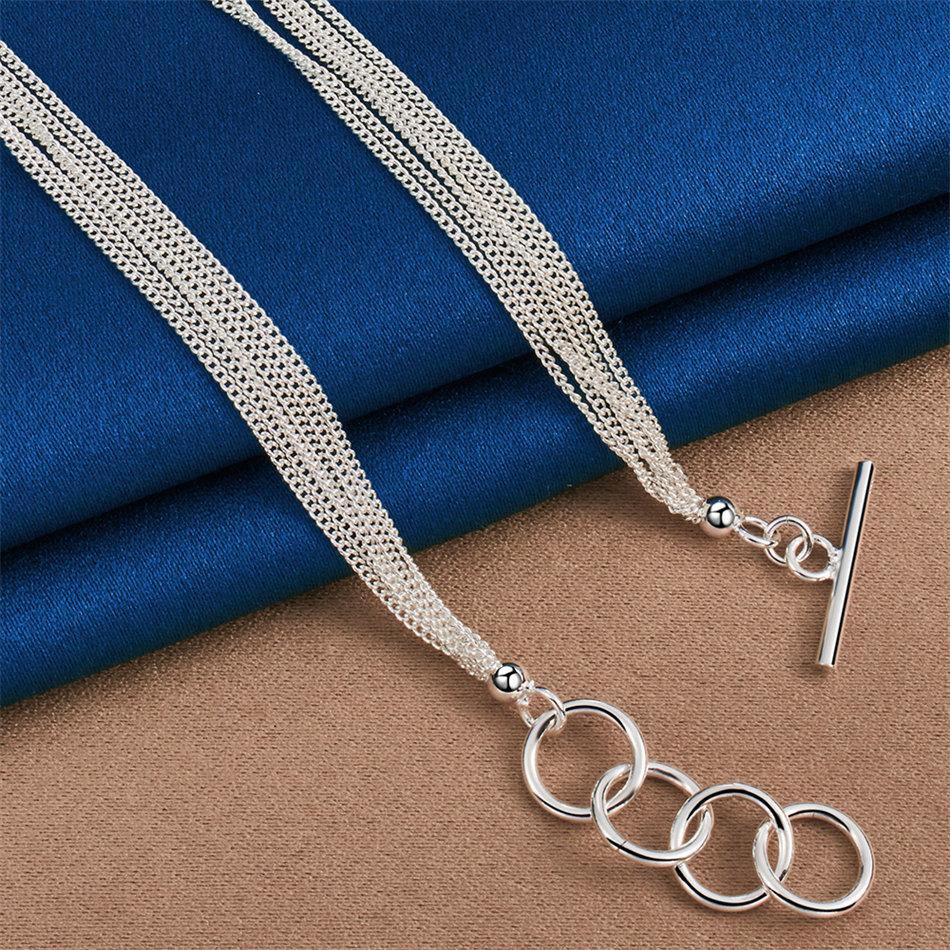 925 Sterling Silver Exquisite Beaded Necklace Women Fashion Party Favor Wedding Jewelry Accessories