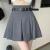 Korean Belted Pleated A-line Skirt - Mini/Midi, Sweet & Spicy Style for All Seasons