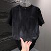 Men'S Casual T-Shirt Smudged And Scratched Trendy Short-Sleeved Korean Version Solid Color Micro-Elastic Fashion Short-Sleeved T-Shirt