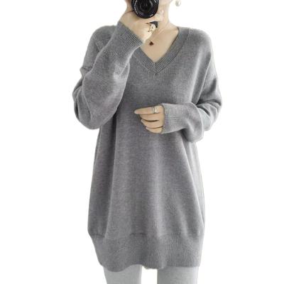 This Hottest Long Knit Sweater with a and Long A Relaxed Fit with a Touch of [xppe] Season's Trend! Women's V-neck Sleeves. Slimming, Quality.