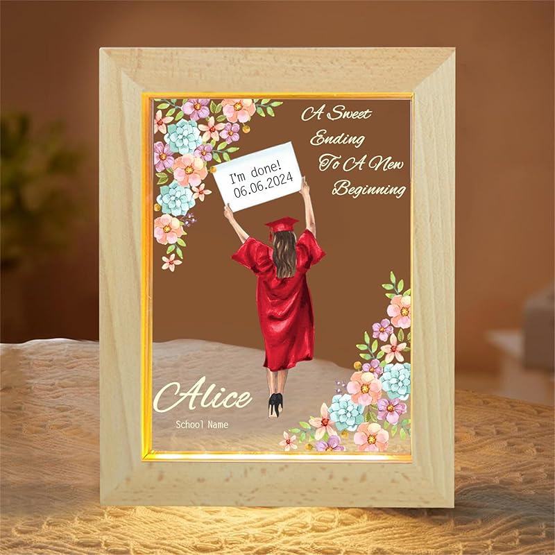 Personalized Graduation Lamp Gifts for Her Custom Class of 2024 Graduation Acrylic Plaque Night Light Congrats Grad Gift for Daughter Son Class of