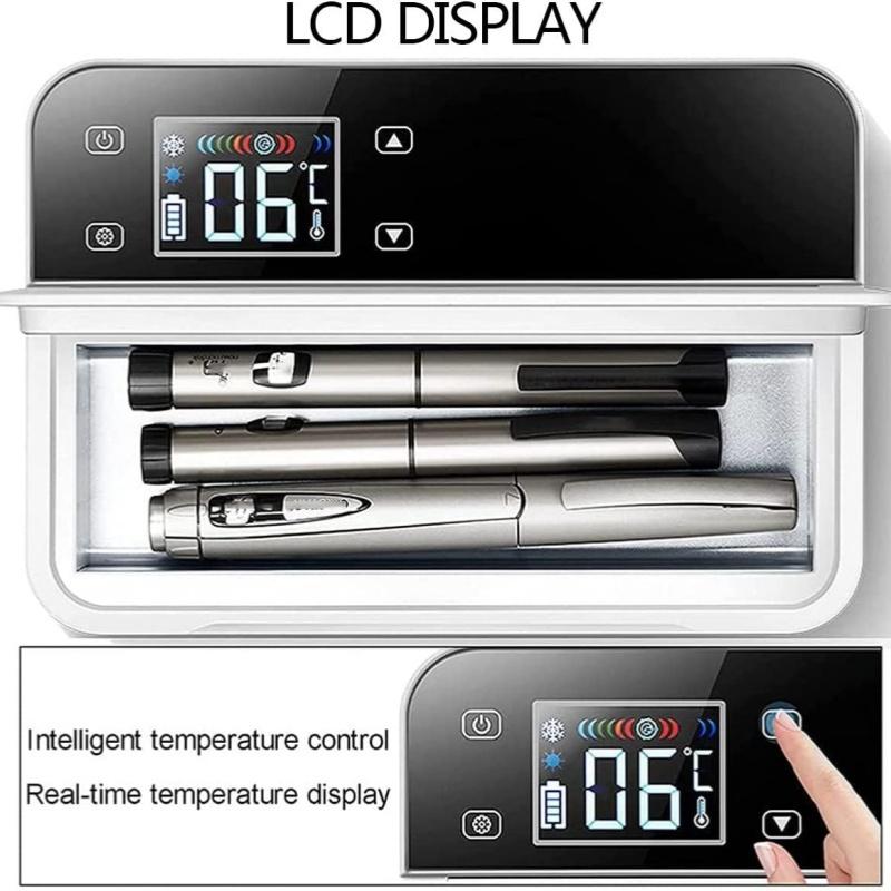 10200mAh Mini USB Kühlschrank für Medikamente Tragbarer Insulin-Kühler LCD-Anzeige Kühlschrank für Auto Zuhause Medikamente gekühlt halten
