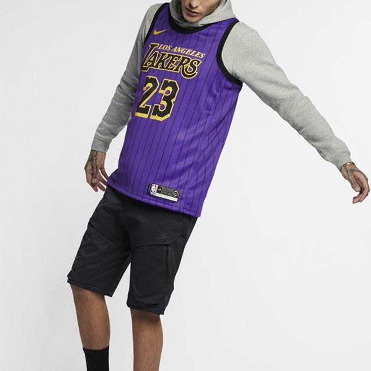 Nike NBA Los Angeles Lakers LeBron James City Fan Edition Jersey Purple Men Streetwear AJ4618-510
