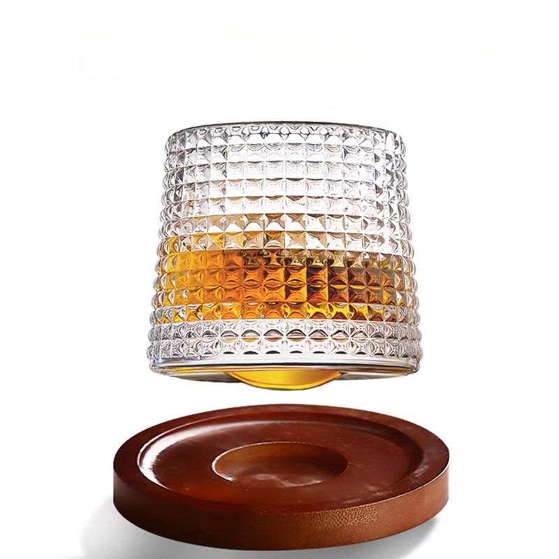 

Thickened Crystal Whiskey Tumbler Rotating Non-Tip Scotch Bourbon Cocktail Glass Barware Home Use Rocks Cup for Cold Drinks 201-300ml