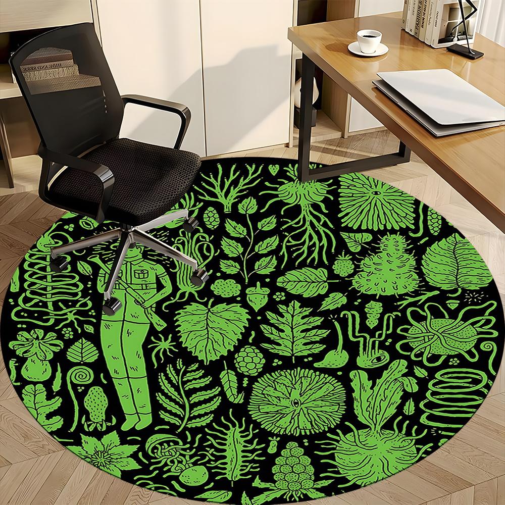 1pc Nature Explorer Office Round Area Rug, Indoor Mat Suitable ForOffice, Under Office Chairs Bedroom Living Room Home Decor, Room Decot039