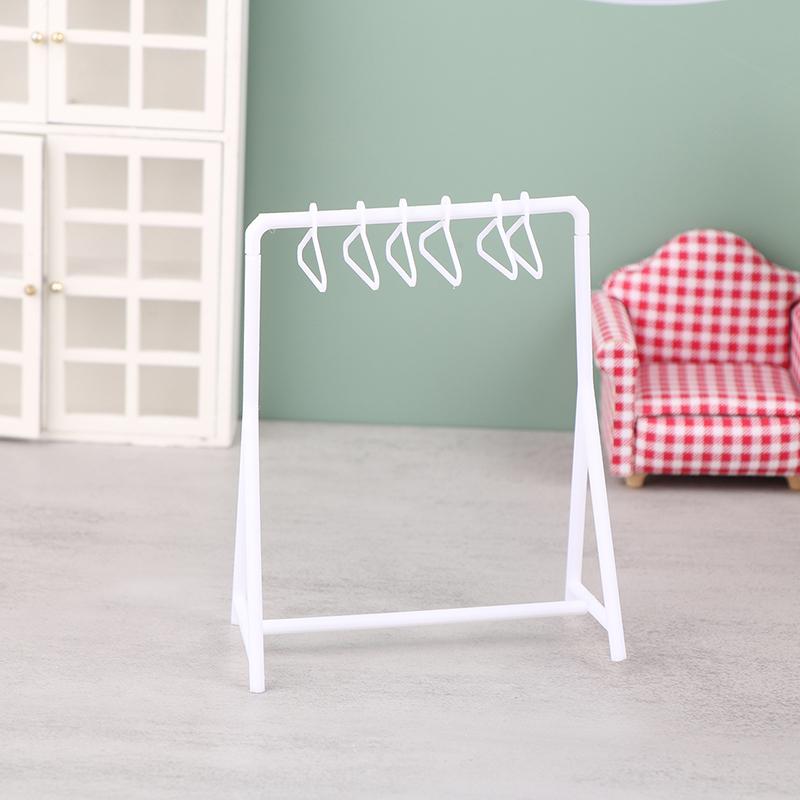 1/12 Dollhouse Clothes Rack Garment Organizer Hangers Set Dollhouse Mini Furniture Decoration Dolls House Accessories