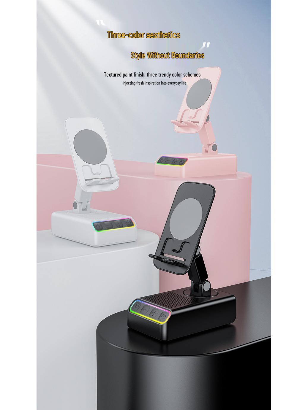 

RGB Bluetooth Speaker with Mobile Stand & Power Bank - Ships Same Day білий