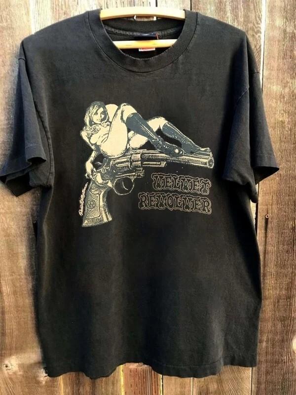 Редкая черная футболка в ретро-стиле группы Velvet Revolver 2005 года Классическая футболка S-5XL Унисекс Футболка XL