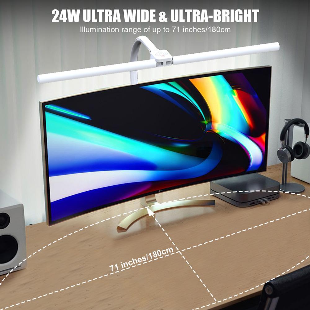 24W LED Double Head Swing Arm Desk Architect Lamp Dimmable 360° Gooseneck Lamp Reading Table Light with Remote Control Clip