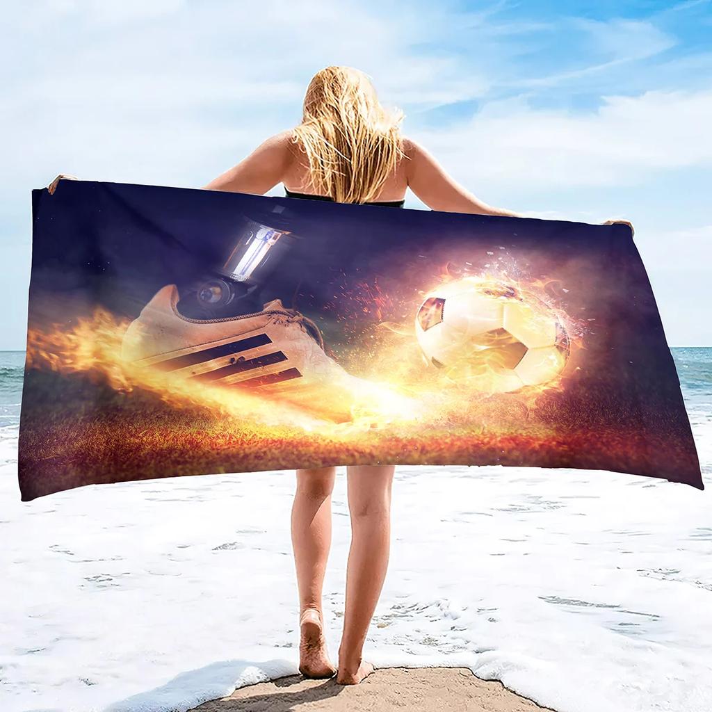 Soccer Beach Towel,Beach Towels for Men Boys,Football Towel Boys Sport Towel, Personalized   Pool Beach,Towel  Teen