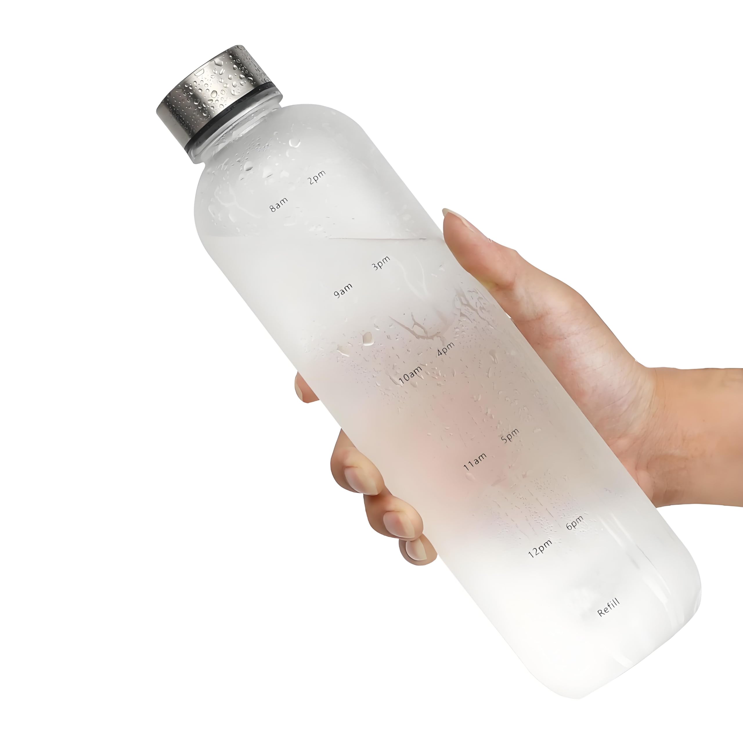 

MYEEDA 1L Water Bottle with Time Marker, 1000ml Capacity, 1 Liter Water Bottle with Measuring Cup, Time Marker, Clear Bottle, 1000ml Water Bottle,