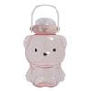 1000ml Cute Bear-Shaped Plastic Water Bottle Kids Students With Straw BPA-Free PC Material Portable Cartoon Drink Cup