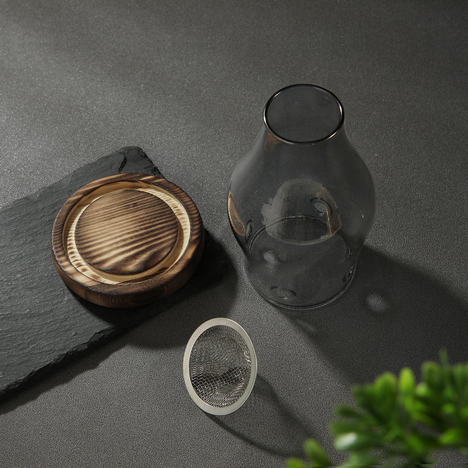 

Стеклянный подсвечник, нагревательный элемент для свечей с деревянной основой, ароматерапия, благовония, ароматерапия для йоги, спа серый