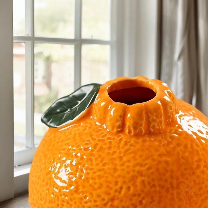 Creative Tabletop Decoration With Orange Fruit Shaped Vase